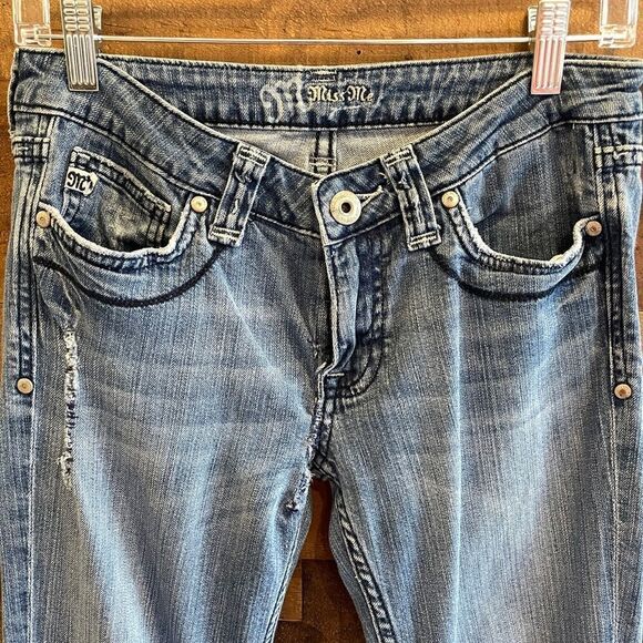 Miss Me Back Flap Pocket Bootcut Jeans Light Denver Wash Size 27 - Picture 3 of 12